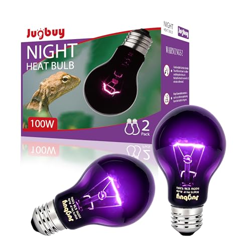 Reptile Night Heat Bulb, 100W Heating Lamp Bulbs Without UVA for Bearded Dragon, Lizard, Snake, Turtle, Chameleon - 2 Pack