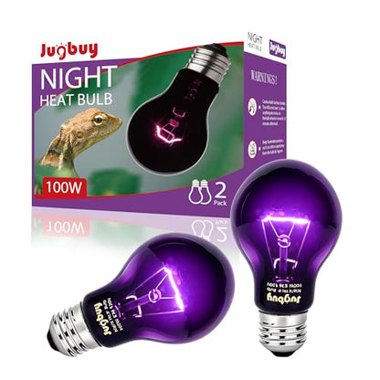 Reptile Night Heat Bulb, 100W Heating Lamp Bulbs Without UVA for Bearded Dragon, Lizard, Snake, Turtle, Chameleon - 2 Pack