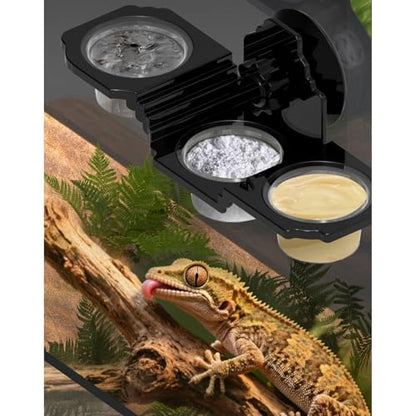 Reptiles Feeder Terrariums Wall Mount Multiple Bowl with Suction Cup Water and Food Dispenser for Small Pet Reptiles Feeder with Suction Cup - color: Double bowls