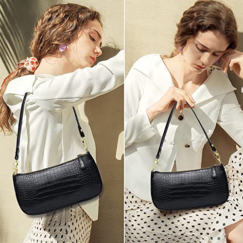Small Tote Shoulder Bags Purses for Women Retro Classic Crossbody Bags Cute Clutch Purse and Handbag - color: 0-1-black