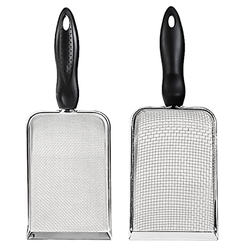 Scoops Terrarium Bedding Sand Sifter Stainless Steel Fine Small Pet Cage Cleaner Shovel - size: 2mm hole