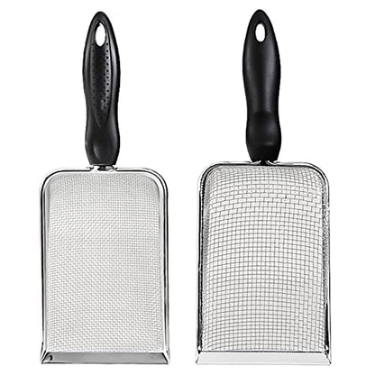 Scoops Terrarium Bedding Sand Sifter Stainless Steel Fine Small Pet Cage Cleaner Shovel - size: 2mm hole