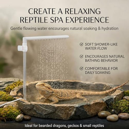 Bearded Dragon Water Fountain with Flow Valve Reptile Water Fountain | Reptile tank accessories with 26-hole faucet, quiet pump, and gentle water flow for lizards, geckos, turtles, and small pets
