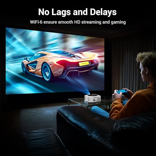 HAPPRUN 1500 ANSI Smart Outdoor Projector, Built-in Apps, 30W Dolby Audio | 4K Decoding,Auto Focus,10K+ Apps,Movie Projector with WiFi Bluetooth,Portable Indoor Proyector Compatible with Phone/TV Stick