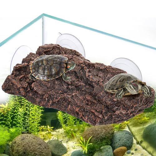Turtle Basking Platform, Fish Tank Aquarium Tortoise Climbing Platform with 3 Suction Cups, Baby Tortoise Resting Terrace, Climbing Ramp Shale Reptiles Dock for Terrapins, Frogs