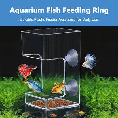 2-Pack Aquarium Square Feeders, Anti-Drift Food Collector and Leak-Proof Feeding Ring, Aquarium Accessories, Suitable for Betta Fish, Rainbow Fish, Guppies and Small Tropical Fish