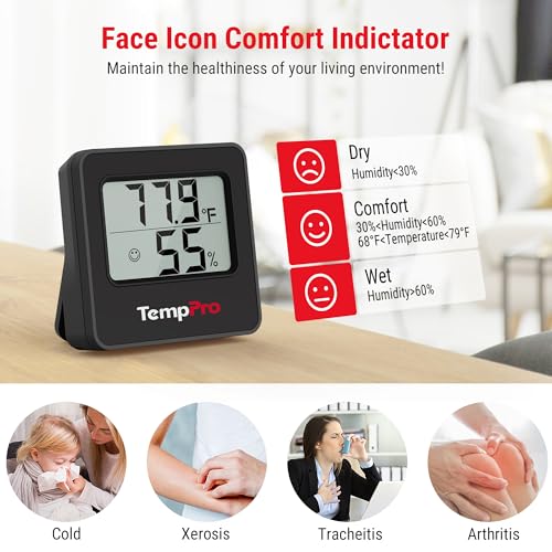 TempPro TempAir Hygrometer Indoor Thermometer for Home | Room Thermometer Humidity Meter with Accurate Temperature Humidity Sensor for Greenhouse Baby Room Office-1 Pack - size: Indoor Thermometer