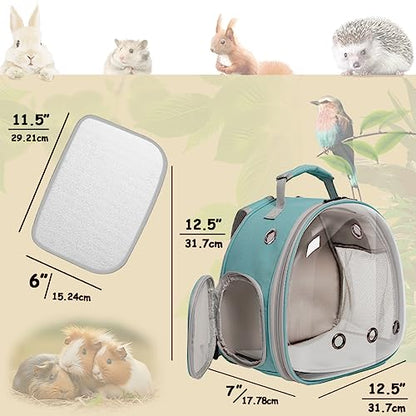 Hamster Backpack Carrier, Bearded Dragon Carrier Backpack with Clear Bubble Window,Small Animal Travel Backpack for Sugar Glider Hedgehog Rat Parrot, Airline Approved (Blue, Backpack) - color: Blue
