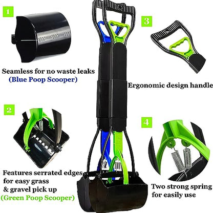 2-Piece ofPooper Scooper for Large Small Dogs Heavy Duty, Long Handle Poop Scoop for Yard, Grass, Gravel, Dog Poop Grabber with High Strength Material and Durable Spring - size: 2 Piece(28-inch length)