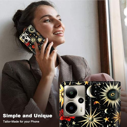 for Cricket Outlast 5G 2024 Wallet case with RFID Blocking Credit Card Holder Kickstand, Folio Flip PU Leather Shockproof Protective Cover for AT&T Motivate Pro 5G, Stars and Moons - color: Stars And Moons