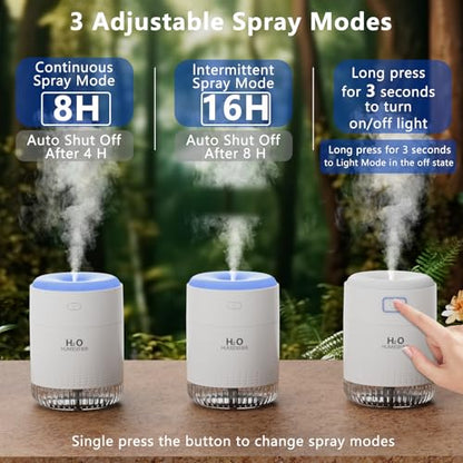 SZO Plant Humidifier Indoor, 500ml White with Colorful Lights | Small Humidifiers for Plants, Travel, Bedroom, Office Desktop, Baby Room - color: White2.0