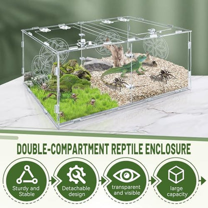 Large Jumping Spider Enclosure, 15.75*7.87*9.84in Acrylic Tarantula Enclosure, Reptile Enclosure for Small Tree Dwelling Reptiles, Amphibians and Invertebrates, Insect Terrarium with Locking Latch