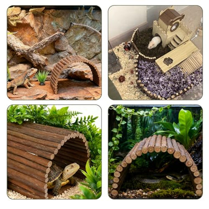 Bearded Dragon Tank Accessories,Reptile Hide Bearded Dragon Hide Wooden Bridge Tortoise Habitat Accessories Basking Platform Hideout for Tortoise Snake Ball Python Lizard Crested Gecko(19.7 x 8.8)