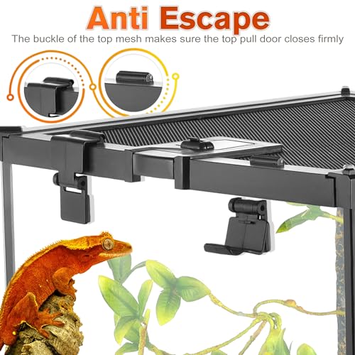 12"x8"x6" Reptile Terrarium, Escape-Proof Glass Top-Opening Vivarium for Small Terrestrial Snakes Such as Garter Snakes, with Escape-Proof Lock & Feeding Hatch - size: 12"D X 8"W X 6"H
