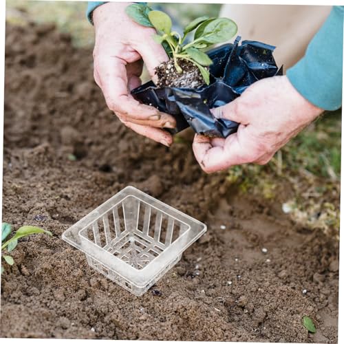 Toyvian 20pcs Transparent Square Hydroponic Mesh Pots for Planting Root Stabilizer Tool for Vegetables Flowers Herbs Material Efficient Drainage System