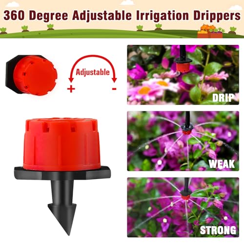 220-Piece Drip Irrigation Fittings Kit for 1/4" Tubing, Complete Set of Drip Barbed Connectors (Nozzle, Micro Dripper, Nozzle Tee, Single Barb, Coupling, Tee, Elbow, Valve, Plug, Cross, Stake) - size: 1/4" Fittings with Box-220P