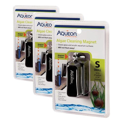 Aqueon Aquarium Algae Scraper, Fish Tank Cleaning Magnets for Glass/Acrylic, Small, Black (Pack of 3) - size: Small (Pack of 3)