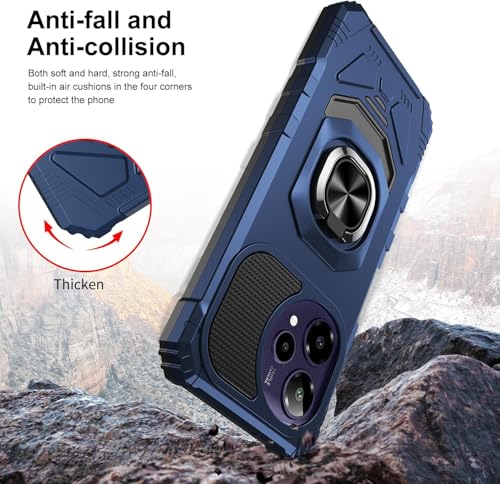 for Cricket Icon Pro SN512C 2026 Robotic Ring Stand Hybrid Cover Phone Case + Extreme Band (Blue) - color: Blue