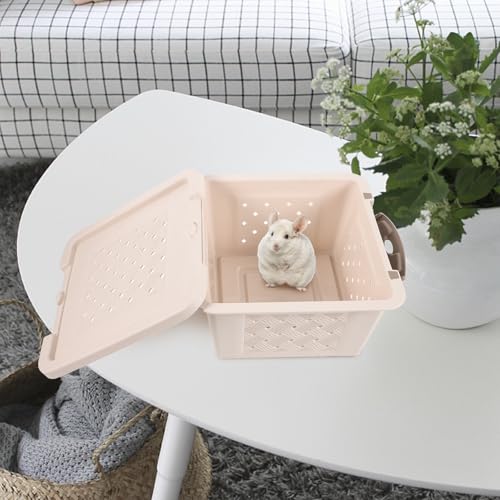 SUPVOX Hamster Carrier Box Small Pet Container Plastic Ventilated Cage for Travel Transport Guinea Pig Reptile Carrier Portable Animal Travel Cage