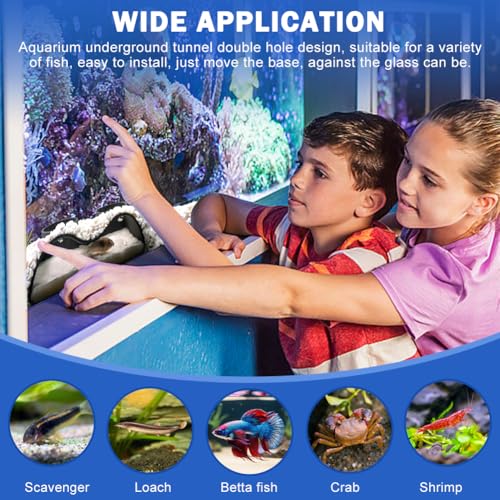 Aquarium Cave Tunnel, 2-Hole Fish Tank Hideout for Gravel Setup | Under-gravel aquarium tunnel cave for fish and shrimp hiding, resting, and viewing