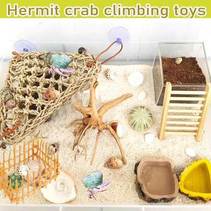 Hermit Crab Ladder Climbing Toy|Hermit Crab Decoration Tank Accessories，Reptile Habitat Decor with Climbing Hammock Toys for Leopard Gecko，Lizards, Tarantulas