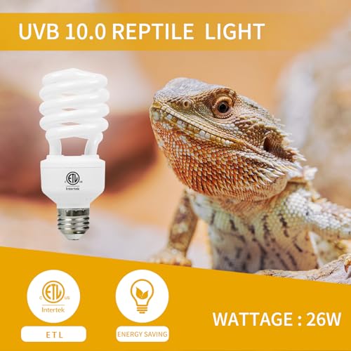 LUCKY HERP Desert UVA UVB Reptile Light Bulb 10.0 26W Compact Fluorescent Lamp - style: UVB10.0 26W