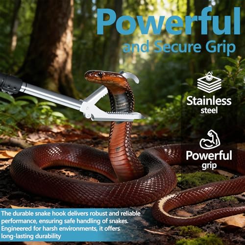 Snake Handling Grabber, Snake Tong Reptile Grabber Wide Jaw Handling Tool with Anti-Slips and Locked Heavy Duty for Rattlesnakes Garter Snakes Copperheads Python and Other Reptiles.