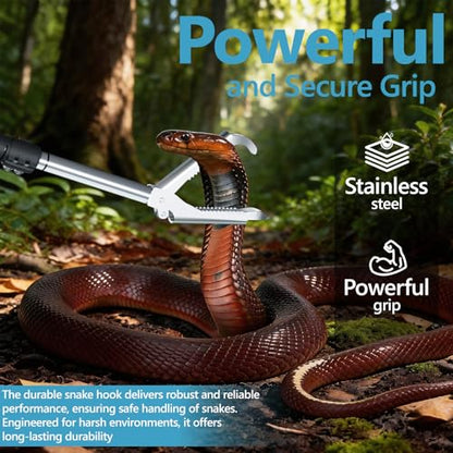 Snake Handling Grabber, Snake Tong Reptile Grabber Wide Jaw Handling Tool with Anti-Slips and Locked Heavy Duty for Rattlesnakes Garter Snakes Copperheads Python and Other Reptiles.