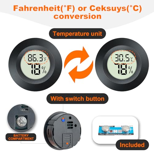 2 Pack Hygrometer Thermometer Mini Digital LCD Monitor Indoor/Outdoor Humidity Meter Gauge Temperature for Humidifiers Dehumidifiers Greenhouse Reptile Humidor Fahrenheit/Celsius(℉/℃) by QPEUIM