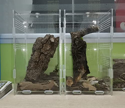 AWXZOM Magnetic Acrylic Case, micro habitat small Tarantula Enclosure enclosure for arboreal Tarantula Scorpion Sling Lizards Mantis Snake Gecko jumping spider snail Insect Isopods (4.7*4.7*7.8 inch) - size: 4.7*4.7*7.8 inch