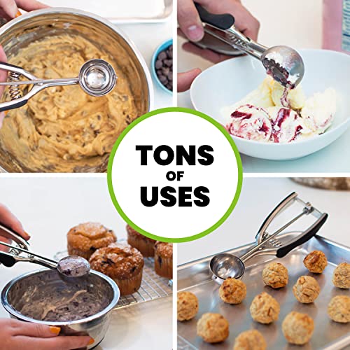 Spring Chef Medium Stainless Steel Cookie Scoop, #40, 1.7 Tablespoon, Black | Cookie Scooper for Baking, Melon Baller Scoop, Ice Cream Scooper with Trigger Release, Dishwasher Safe Cupcake Scoop - color: Black, size: #40 - Medium - 1.7 Tbsp