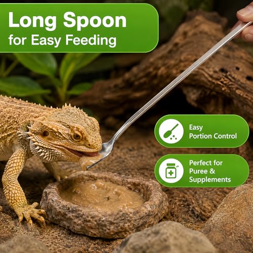 4PCS-Rubber Tip Feeding Tongs for Reptiles Extra Long Stainless Steel Reptile Feeding Tongs Terrarium Tools Feeder for Lizards Bearded Dragon Snake Enclosure Tank Accessories