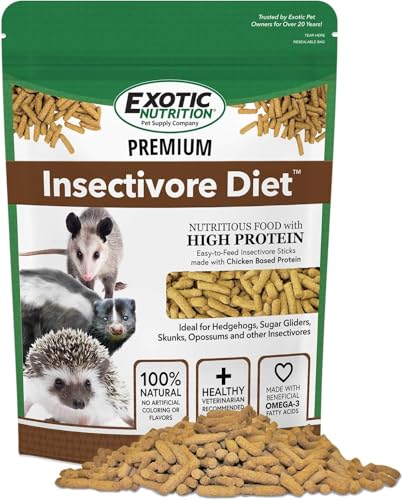 Premium Insectivore Diet (2.5 lb.) - Healthy Nutritious Chicken Based High Protein Pellet Diet - for Sugar Gliders, Hedgehogs, Opossums, Skunks & Other Insectivores - size: 2.5 Pound (Pack of 1)