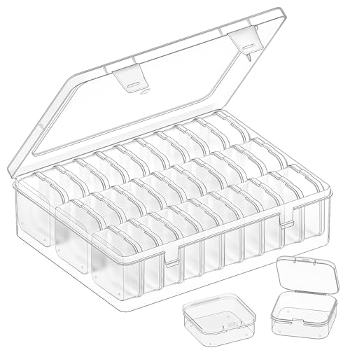 Bead Organizer Box, 31 Pcs Clear Plastic Storage Containers with Hinged Lids Mini Boxes for Jewelry Making, Crafts, DIY, Seed, Small Parts - size: 31 Compartments