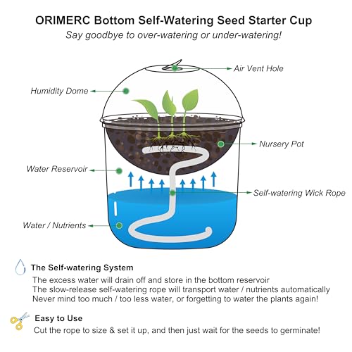 ORIMERC 4 inch Nursery Pots with Drainage, Garden Pots for Seeds, Seedling Pots for Plants, Self Watering Small Plant Pots, Plastic Seed Starter Planting Pots for Vegetable Fruit Flower (60 Set) - size: 60 Pack
