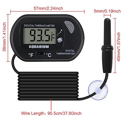 2Pack Digital Aquarium Thermometer with Large LCD Display, Reptile Thermometer for Vehicle, Terrarium, Fish Tank, Refrigerator