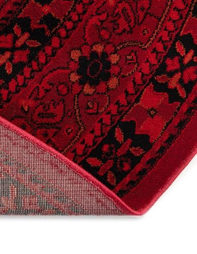 Unique Loom Tekke Collection Area Rug - Sheibani (4' 1" Round Red/Black) - size: 4'1" (Round)