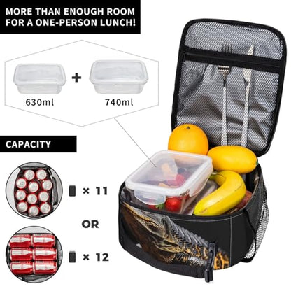 Lunch Bag for Men Women Adults Insulated Lunch Box,Leakproof Cooler Food Lunch Containers Reptile Monitor Lizard Reusable Lunch Tote Bags Cute LunchBox for Work, Travel, Outdoor