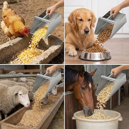 304 Stainless Steel Large Metal Scoop, 120 Ounce Heavy Duty Ice Scoop | Heavy Duty Rustproof Design, Ergonomic Grip Handle, Easy to Clean. Perfect for Ice, Commercial, Livestock and Pet Dog Feeding - size: 120 OZ