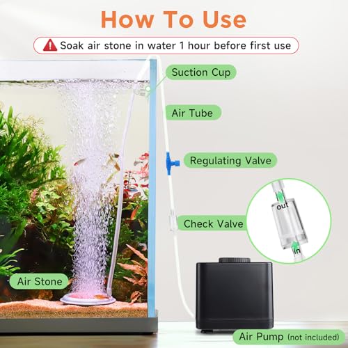 hygger Aquarium Air Stone, 4.1 Inch Nano Air Stone Makes Super Tiny Bubbles, Ultra Quiet Dissolved Oxygen Diffuser Small Airstone with Stainless Steel Base for Aquarium, Fish Tank & Hydroponic, Round - size: 4.1 Inch