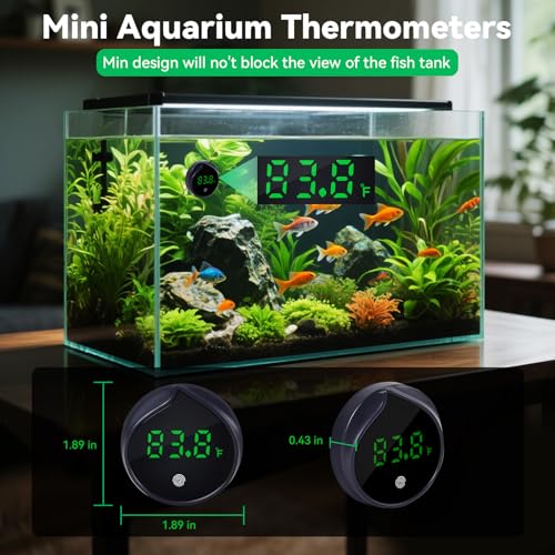 Removable Aquarium Water Thermometer with Touch Screen Digital Fish Tank Thermometer LED Display ±1℉/0.5℃, Fish Tank Accessories for Betta, Axolotl, Shrimp, Turtle, Reptile and Aquatic (Dark Blue)