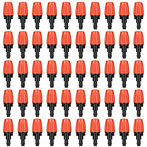 50 Pcs Adjustable Drip Irrigation Spray Emitters for Garden Plants Watering | Atomizing Nozzles,Fine Mist,Water-saving 1/4" Drip Irrigation Parts for Garden,Greenhouse Irrigation System - color: Single Barb