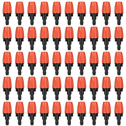 50 Pcs Adjustable Drip Irrigation Spray Emitters for Garden Plants Watering | Atomizing Nozzles,Fine Mist,Water-saving 1/4" Drip Irrigation Parts for Garden,Greenhouse Irrigation System - color: Single Barb