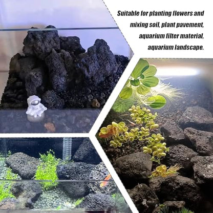 Tfwadmx 10 Pcs Aquarium Black Lava Rock Fish Tank Volcanic Pumice Stones for Betta Fish Shrimp (1.96''-3.14'') - color: Black, size: L:2''-3.2''