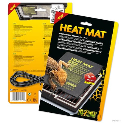 Exo Terra Heat Mat, Self-Regulating Reptile Heating Pad for Terrariums, 4W | Conductive Source for Reptiles & Amphibians, Fast Warm-Up, Safe & Energy Efficient, Even Distribution