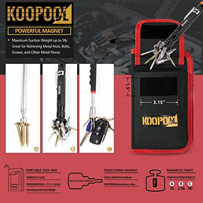 Telescoping Magnetic Pickup Tool Set, Inspection Mirror Telescoping, LED Flashlight, Cool Gadgets for Men, Stocking Stuffers, Gifts for Dad, Husband, Kids, Boyfriend, Magnet Stick(Red) - color: Red