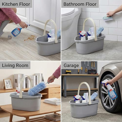 Compact Mop Bucket with Handle, Rectangular Cleaning Bucket and Caddy for Cleaning Supplies, 10L, Grey - color: Gray
