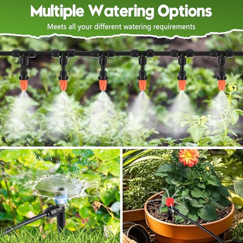 240FT Drip Irrigation System for Garden, 2026 Upgraded Quick-Connect Automatic Garden Watering System with 1/2" & 1/4" Tubing and Adjustable Nozzle Emitters for Greenhouse, Yard, Lawn, Raised Bed - size: 240FT（40FT 1/2" Main Line +200FT 1/4" Tube）