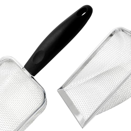 Hordion Cat Litter Scoop Stainless Steel Mesh Scooper, 2mm Mesh, Black | Non-Stick Coated Metal Litter Shovel Fine Sand Litter Scooper for Litter Box Kitten Pooper Lifter - color: Black