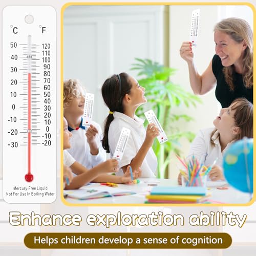 Maitys 10 Pcs Science Thermometers Mercury Free Student School Supplies Boiling Point Dual Scale Thermometers for Classroom Teaching Tools (White) - color: White